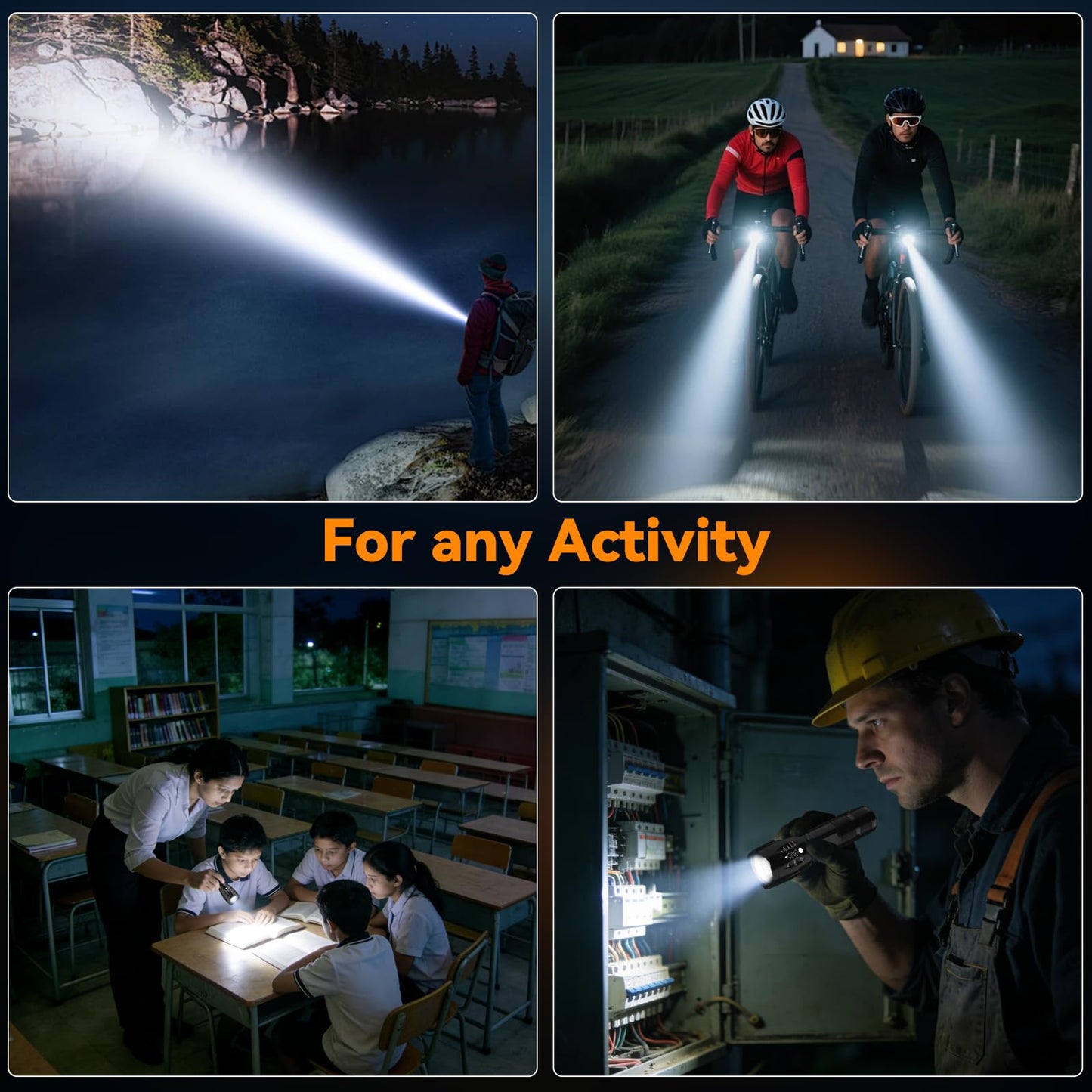 Two BESTSUN LED flashlights with high lumens, compact size, and five lighting modes, suitable for outdoor and emergency use.