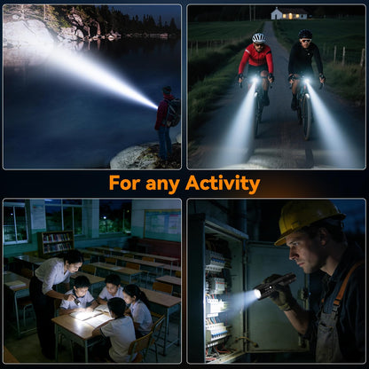 Two BESTSUN LED flashlights with high lumens, compact size, and five lighting modes, suitable for outdoor and emergency use.
