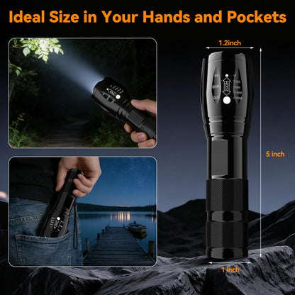 Bestsun LED flashlight 2-pack with small, powerful design, high lumens, and 5 lighting modes for versatile handheld illumination.