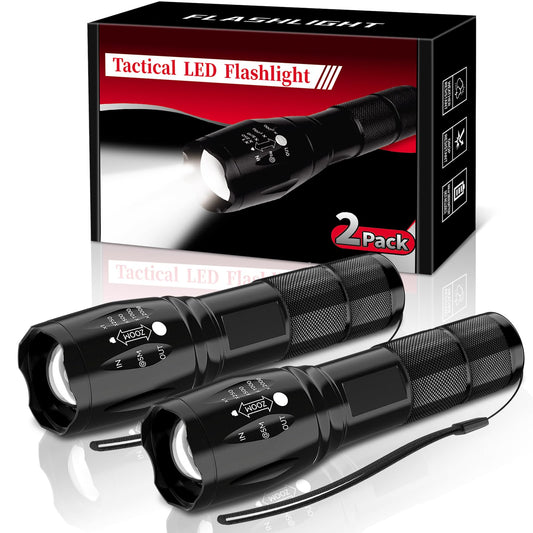 Two small BESTSUN LED flashlights with high lumens, 5 modes, compact design, and durable build, ideal for outdoor or emergency use.
