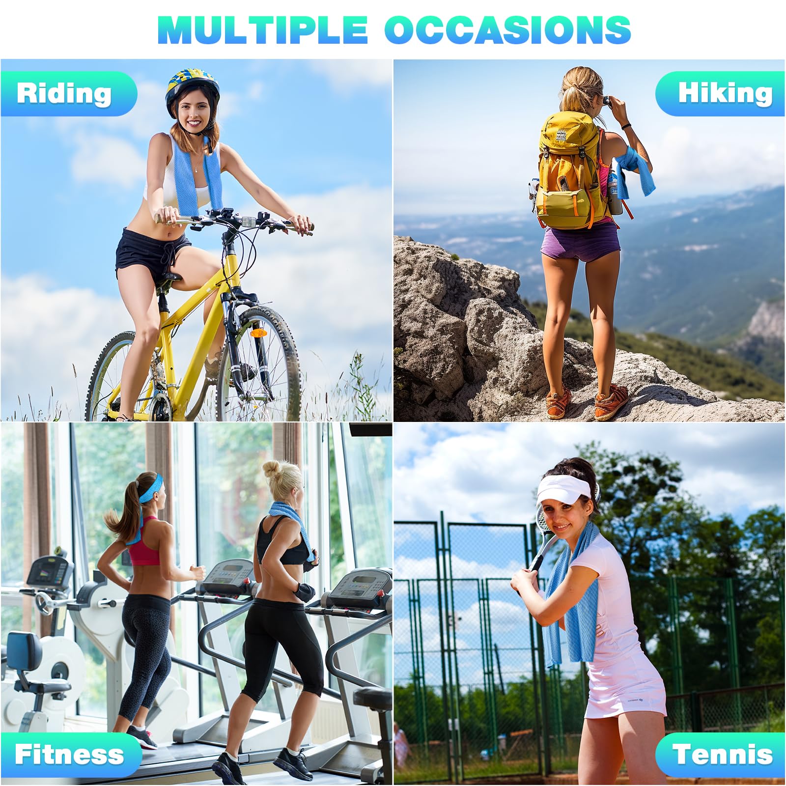 Set of 10 MENOLY cooling microfiber towels in various colors, lightweight and absorbent for sports and outdoor activities.