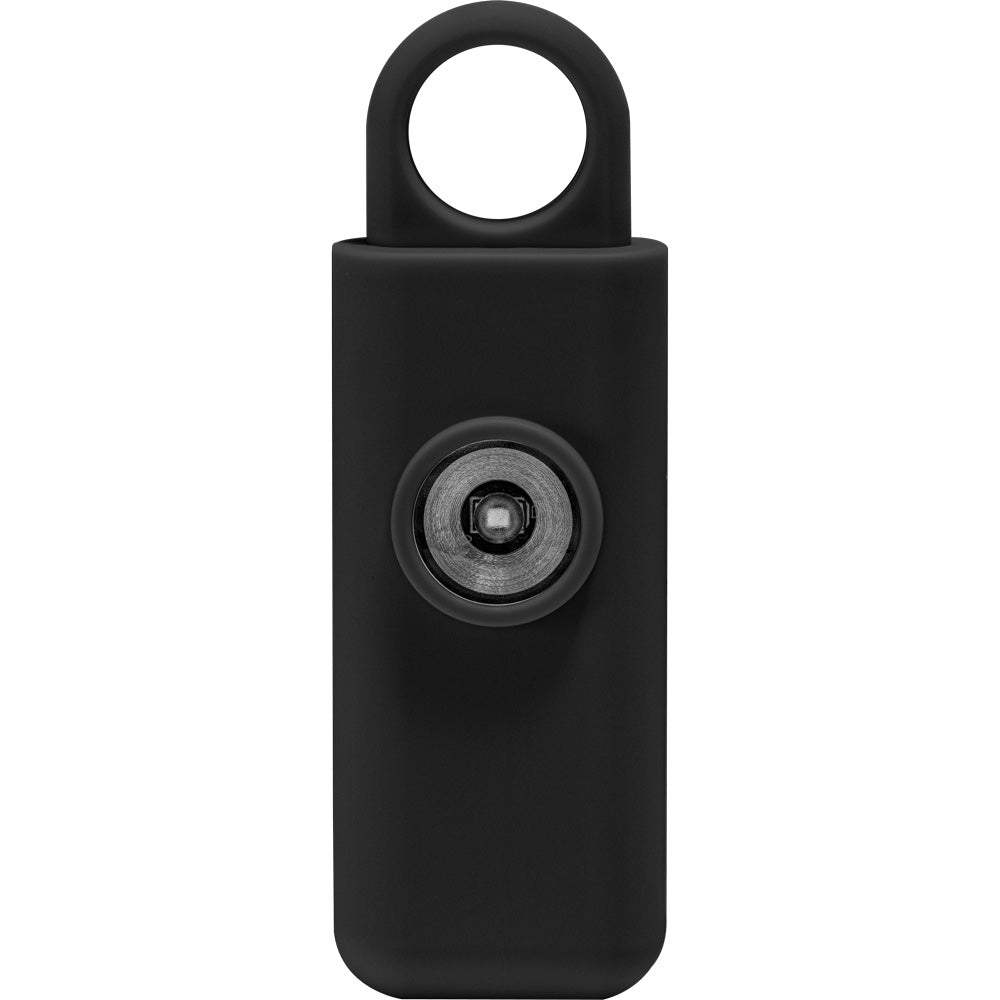 Black Safety Technology personal emergency alarm for elderly, children, and students with a compact, portable design.