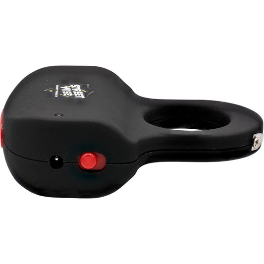 Black Streetwise The Sting stun gun with textured grip and safety switch, compact self-defense device for personal protection.